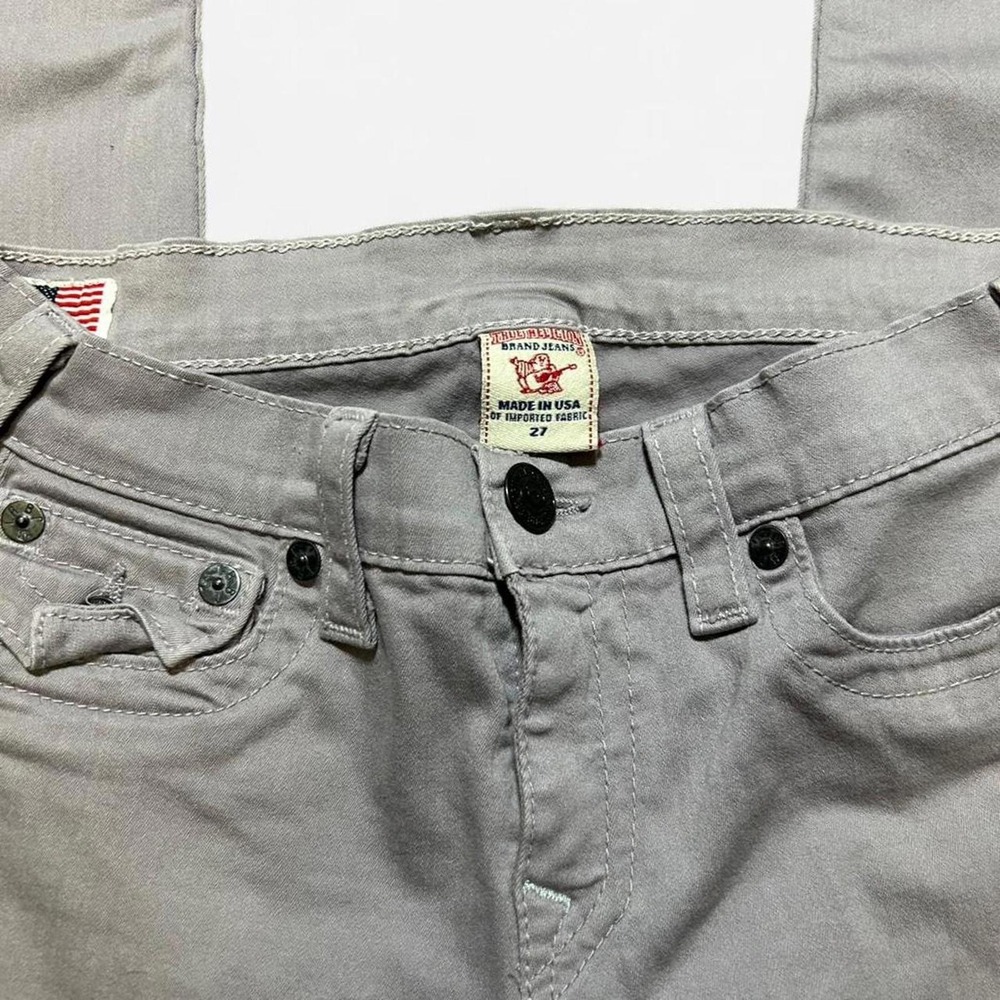 True Religion Womens Gray Skinny Jeans Low Rise Flap Pocket Made in USA Size 27 - Picture 2 of 8
